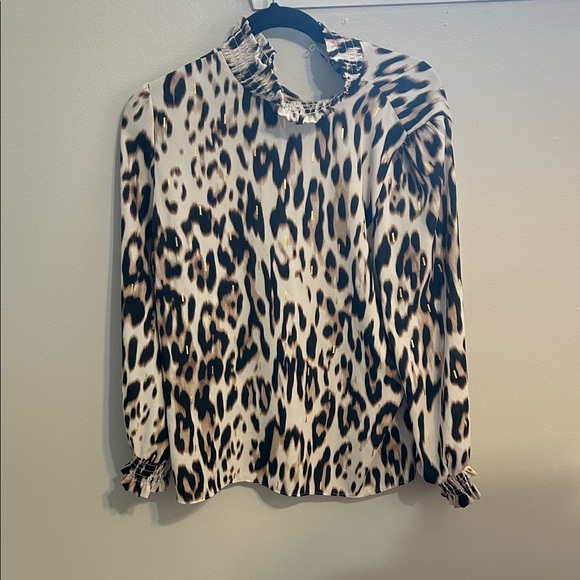 Worthington Tops - Worthington Animal Print Ruffle Blouse